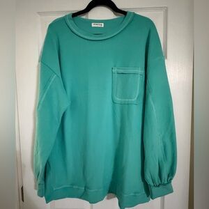 THE BACK FORTY Teal Long Sleeve Brushed shirt w/Pocket-NEW-Size L
